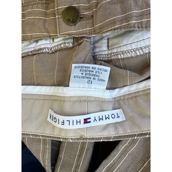 Tommy Hilfiger Tan Striped Flare Pants Size 12 34" Waist - Picture 8 of 8
